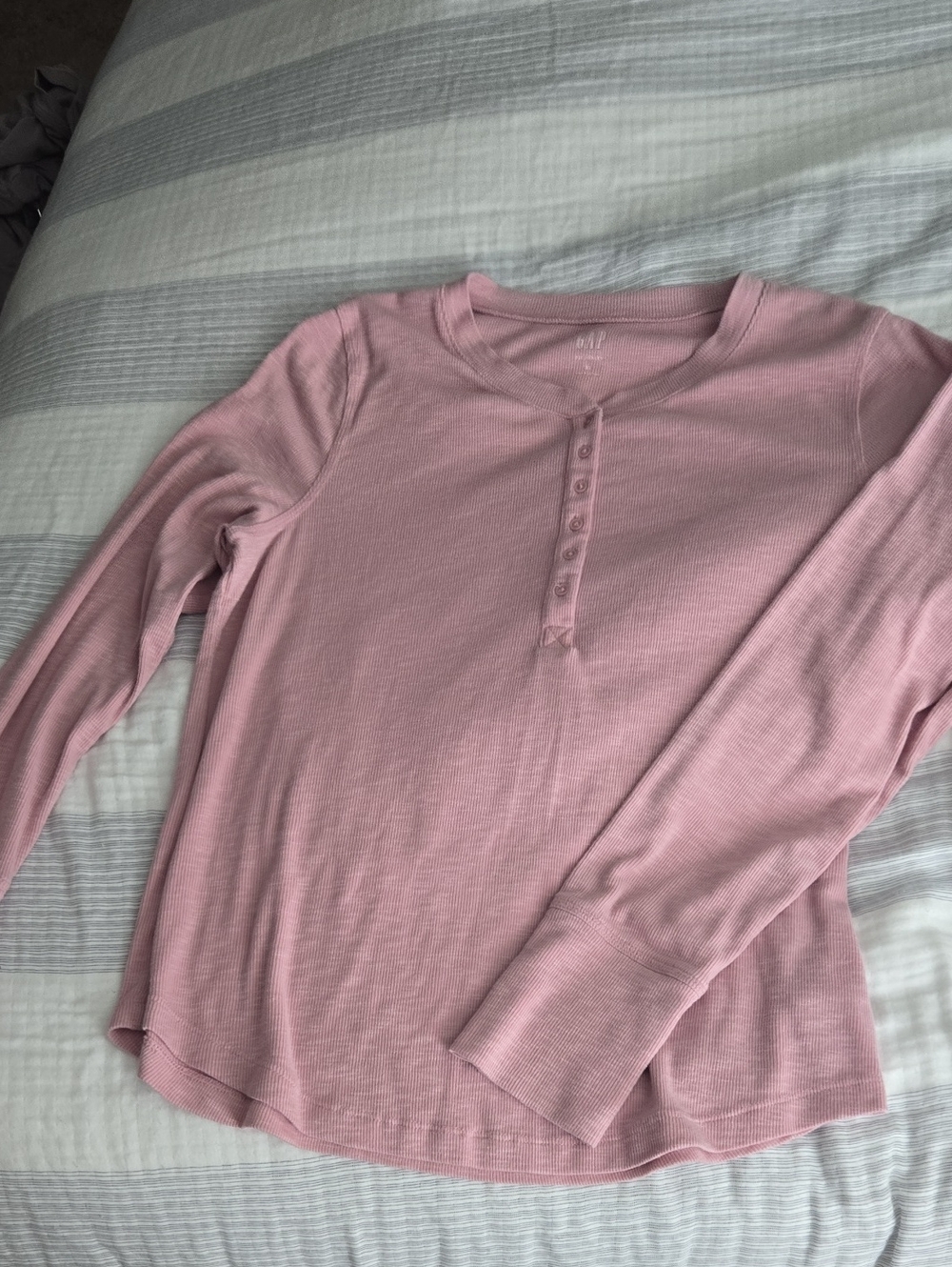 GAP Blush Ribbed Henley Top